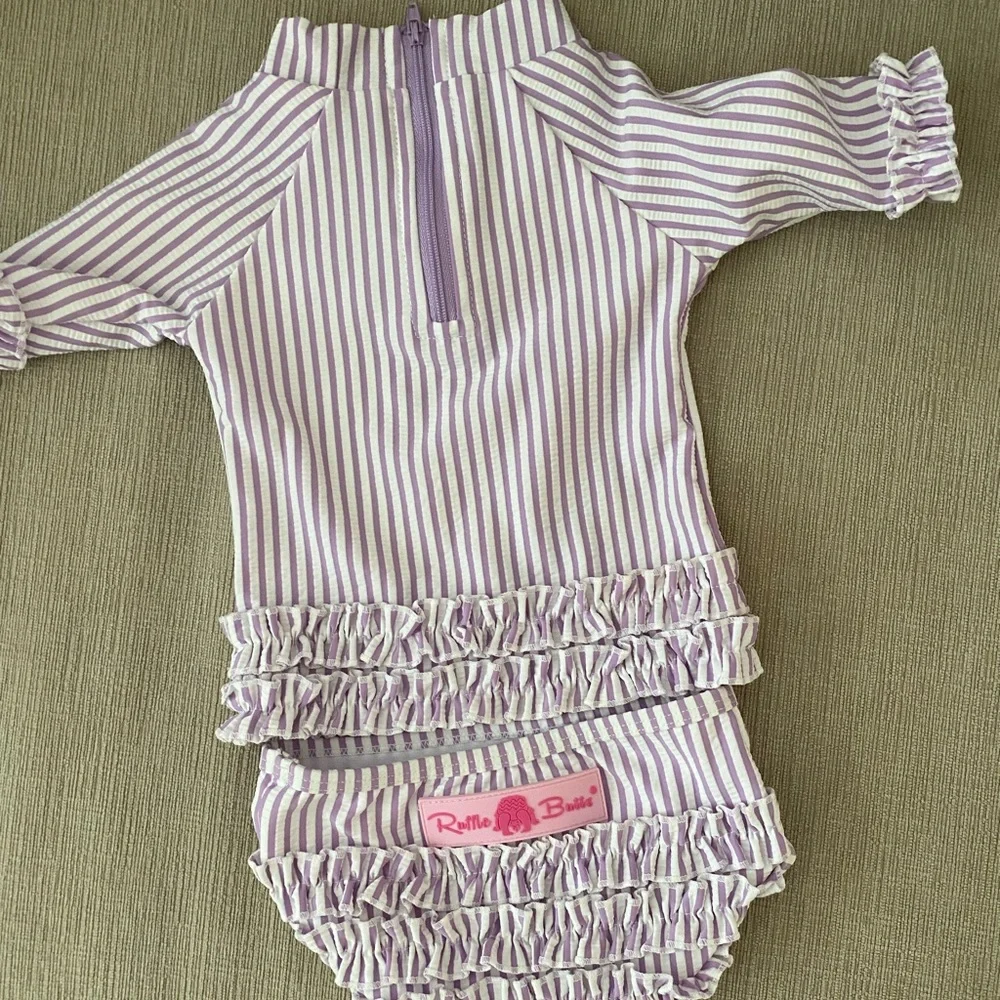 Ruffle Butts Lavender Striped Set